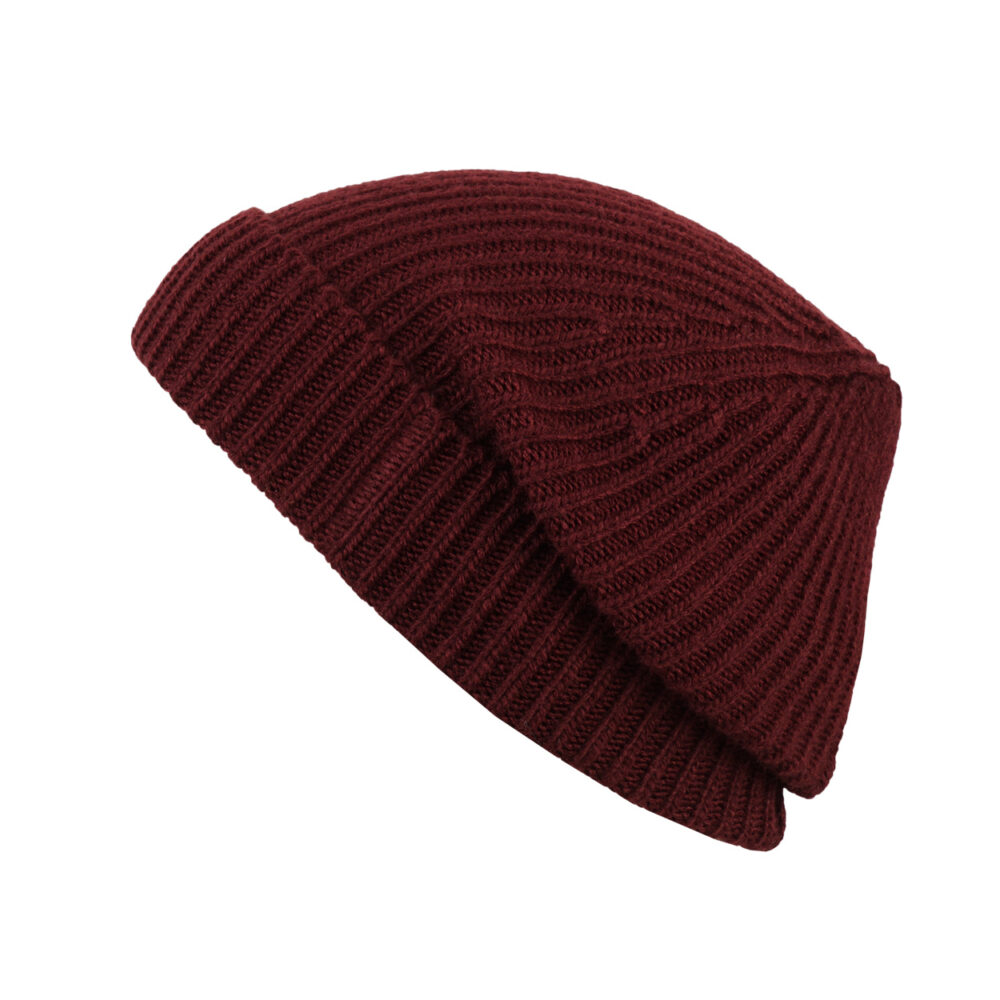 Buff Knitted Hat Basic Wine
