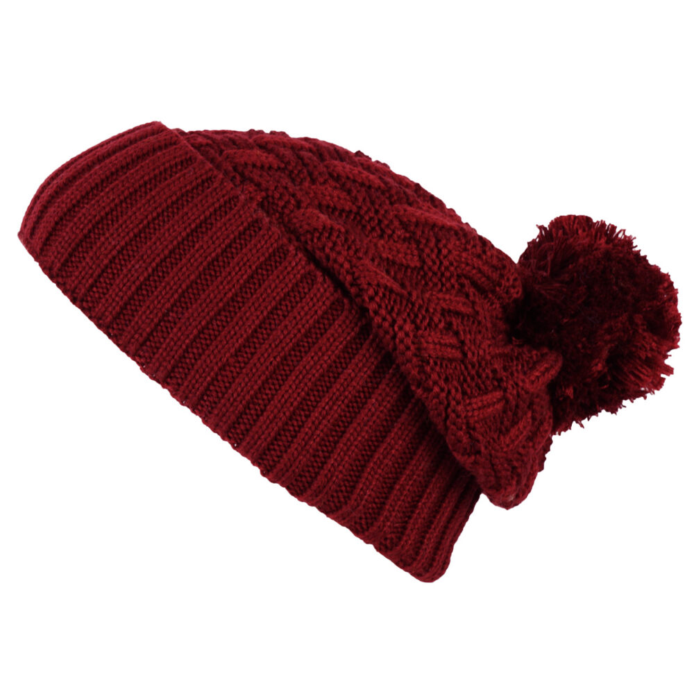 Buff Knitted & Polar Fleece Hat Airon Wine