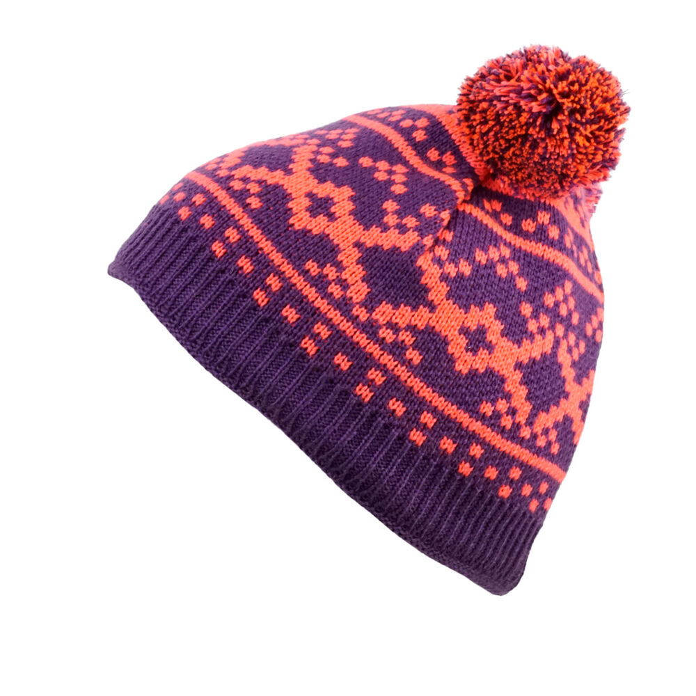 Buff Kids Knitted & Polar Hat Novy Plum Grey Castlerock
