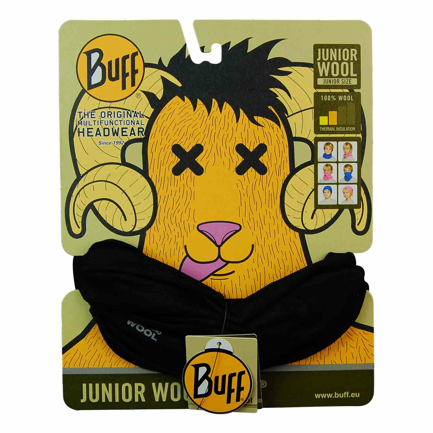 Buff Junior & Kids Merino Wool Uni Black – Bild 2